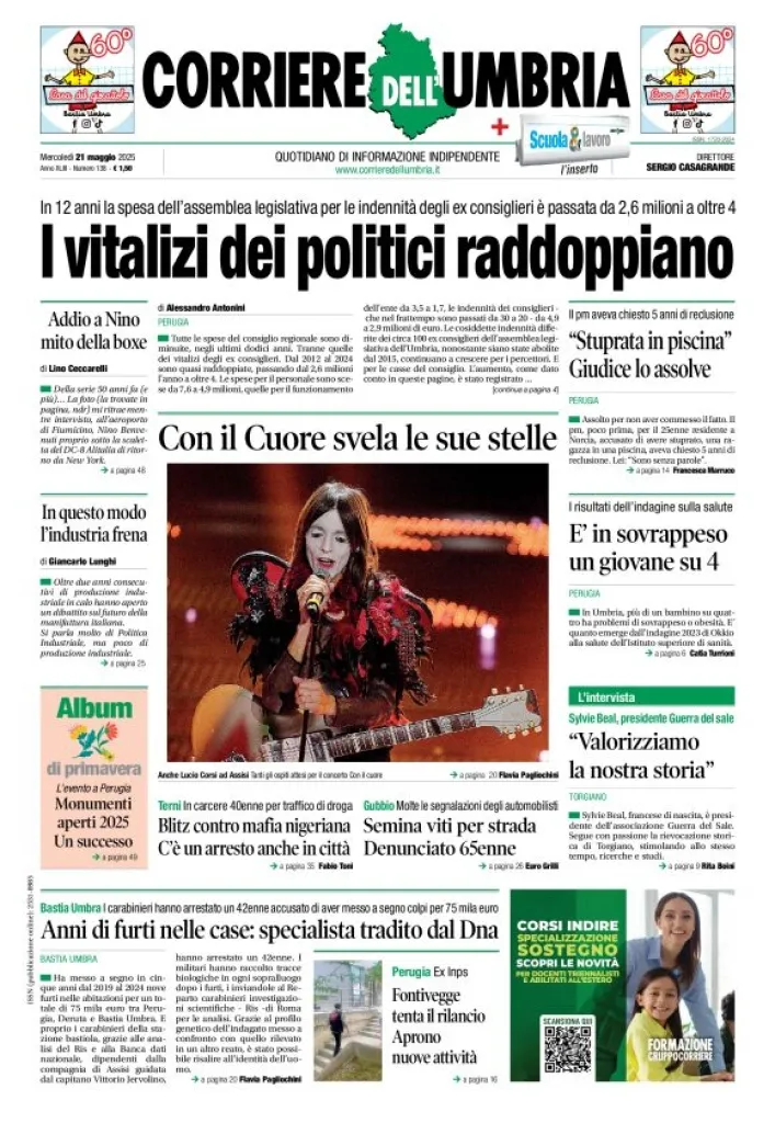 Prima-pagina-corriere umbria-del-2025-05-21